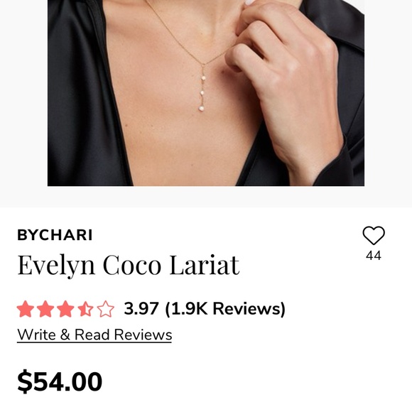 *NWT* BYCHARI Coco Lariat freshwater pearl lariat gold necklace Classy, Elegant - Picture 2 of 2